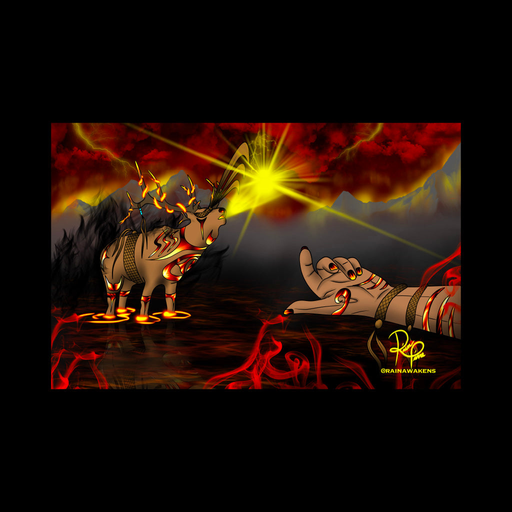 Ancestral Flame: The Fire Elk's Guiding Light